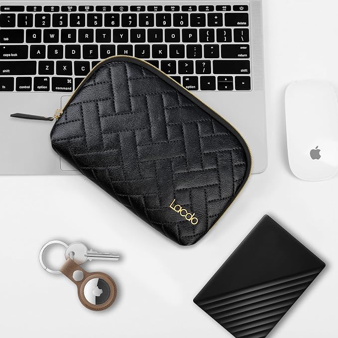 Lacdo Electronic Organizer Travel Case Cable Organizer Bag Pouch Tech Electronic Accessories Carry Case Portable for Cords, Cables, Chargers, Power Adapter, Phone, Power Bank, USB Flash drives, Black