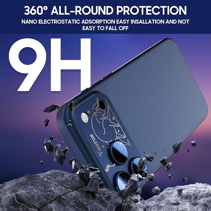 2 Pack Camera Lens Protector for iPhone 17 Pro Max,Aries Pattern, AR 360-Degree Protection,Drop Protection,Anti Scratch Full-Coverage,Camera Transmfttance HD,Easy Installation, Dark Blue