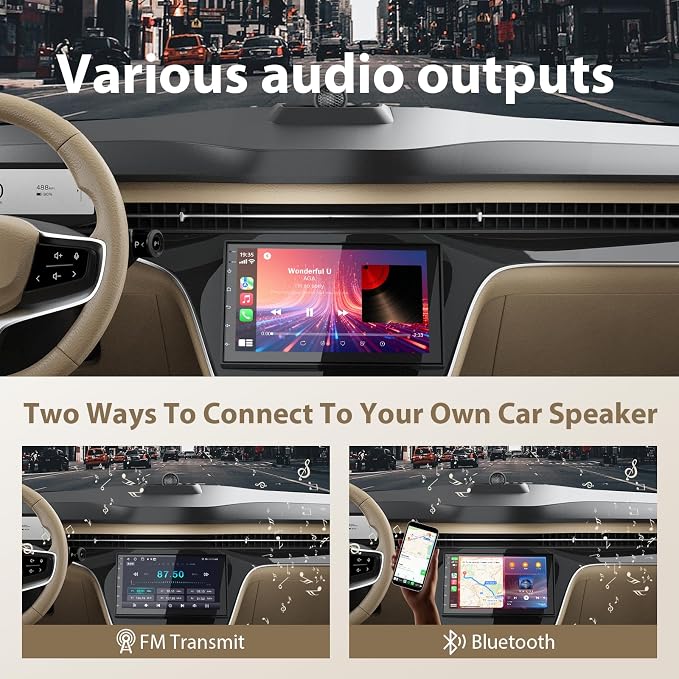 7 inch Car Stereo Double Din Radio with Carplay&Android Auto,Bluetooth,Channel RCA,Backup Camera,SWC,FM/AM|Apple Carplay Radio Screen for Car Audio Receivers|HD Touchscreen Car Audio Receivers