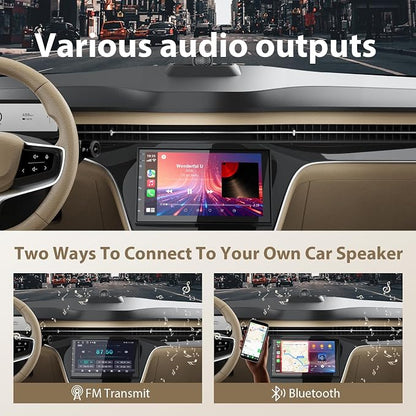 7 inch Car Stereo Double Din Radio with Carplay&Android Auto,Bluetooth,Channel RCA,Backup Camera,SWC,FM/AM|Apple Carplay Radio Screen for Car Audio Receivers|HD Touchscreen Car Audio Receivers