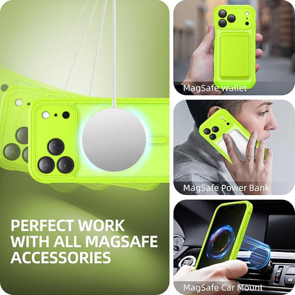 BERFY for iPhone 17 Pro Case, Compatible with MagSafe, Built-in Privacy Screen Protector, Camera Protection, Shockproof Full Body Phone Case 6.3", Translucent Bright Green