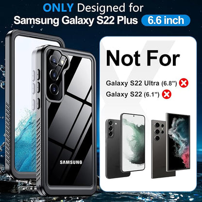 MOZOTER for Samsung Galaxy S22 Plus Case Waterproof,[IPX8 Underwater Case][Full Body Shockproof & Military Dropproof] Clear Sound Quality Built-in Screen Protector for Samsung S22 Plus 6.6 inch-Black