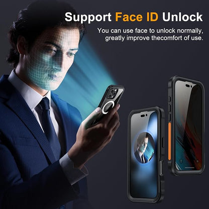 ANTSHARE for iPhone 16 Pro Max Case, with [Built-in Privacy Screen Protector] [Compatible with MagSafe], Anti-Peeping Magnetic Adsorption Full Body Double Protective Case for iPhone 16 Pro Max, Black