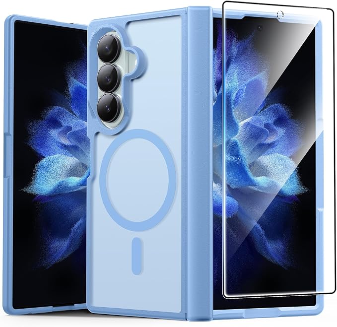 FNTCASE for Samsung Galaxy Z Fold 8 Ultra / Z Fold 7 Case, Fit for Magsafe | Hinge Protection, Screen Protector, Translucent Matte, 14FT Military Grade Drop Proof, Protective Phone Cover, Light Blue