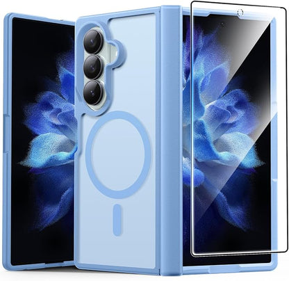 FNTCASE for Samsung Galaxy Z Fold 8 Ultra / Z Fold 7 Case, Fit for Magsafe | Hinge Protection, Screen Protector, Translucent Matte, 14FT Military Grade Drop Proof, Protective Phone Cover, Light Blue