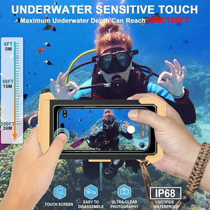 2026 Diving Snorkeling Phone Case for iPhone 17/16/15/14/13/12/11 Pro Max/XS/X Samsung Galaxy S26/S25/S24 Professional Scuba Dive Waterproof Underwater Photo Video Cover (5TH Gen, Yellow-)