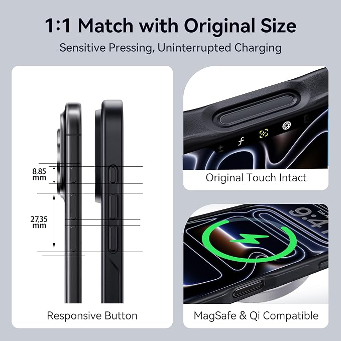 CASEKOO for iPhone 17 Pro Case, [Never Yellow Technology] [Mil-Grade Drop Protection] Translucent Slim Cover Women Men for iPhone 17 Pro Phone Case 6.3 inch, Frosted Black
