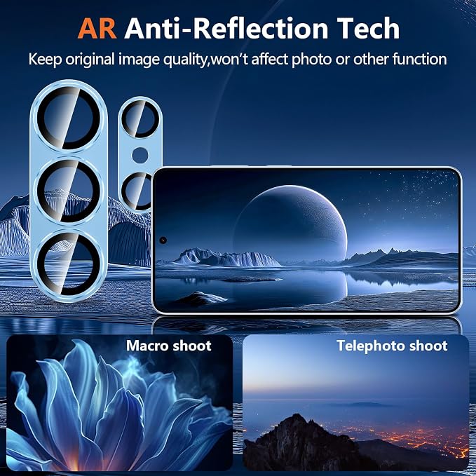 for Samsung Galaxy S26 Ultra Camera Lens Protector, Electroplated Matte Back with 9H Tempered Glass Lens Protector, [Strong Adsorption] [Case-Friendly] Metal Ring HD Clear Lens Cover, Blue
