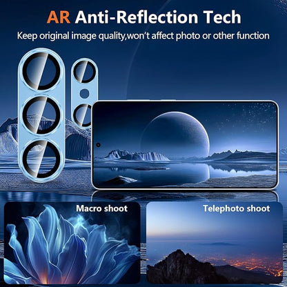 for Samsung Galaxy S26 Ultra Camera Lens Protector, Electroplated Matte Back with 9H Tempered Glass Lens Protector, [Strong Adsorption] [Case-Friendly] Metal Ring HD Clear Lens Cover, Blue