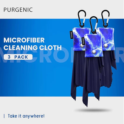 Microfiber Cloth & Glasses Wipes (3 Pack) Lens & Glasses Cleaning Cloth - Eyeglass Cleaner - Camera Lenses & Gadget Delicate Screens - Blue
