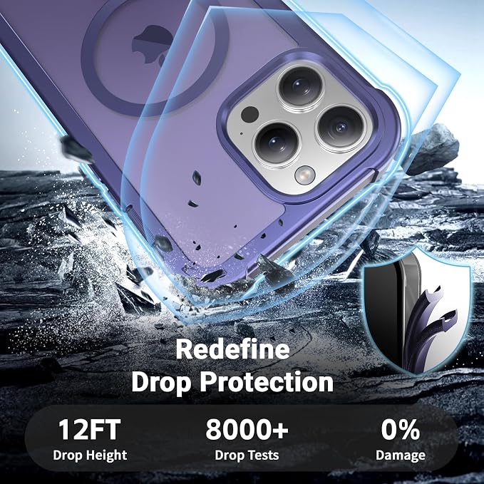 jaroco Magnetic for iPhone 14 Pro case, [Compatible with MagSafe][Military Grade Drop Protection][Heavy Duty Protection][Non-Slip][Shockproof] 2-Layer Durable Bumper Phone Case 6.1''-Dark Purple