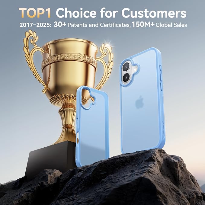 CASEKOO for iPhone 17 Case, [Never Yellow Technology] [Mil-Grade Drop Protection] Translucent Slim Cover Women Men for iPhone 17 Phone Case 6.3 inch, Frosted Light Blue