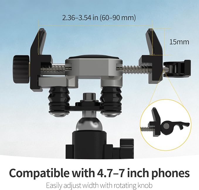 Motorcycle Phone Mount, Aluminum Bike Phone Holder with Vibration Dampener, Secure & Rotatable Holder for Motorcycle, Bike & Scooter, Fits 4.7-7'' iPhone 17/Air/16 Pro Max & Other Smartphones
