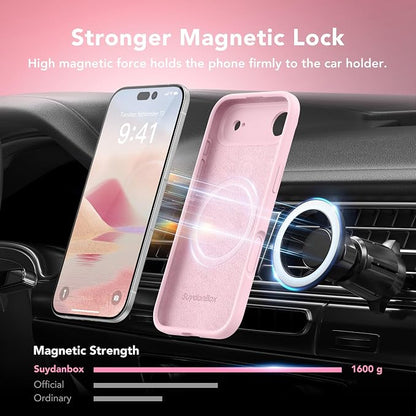 Magnetic for iPhone Air Case, Compatible with MagSafe, [Full Camera Protection][Screen Protector] Silicone Shockproof Protective Phone Case for iPhone 17 Air 6.5", Chalk Pink