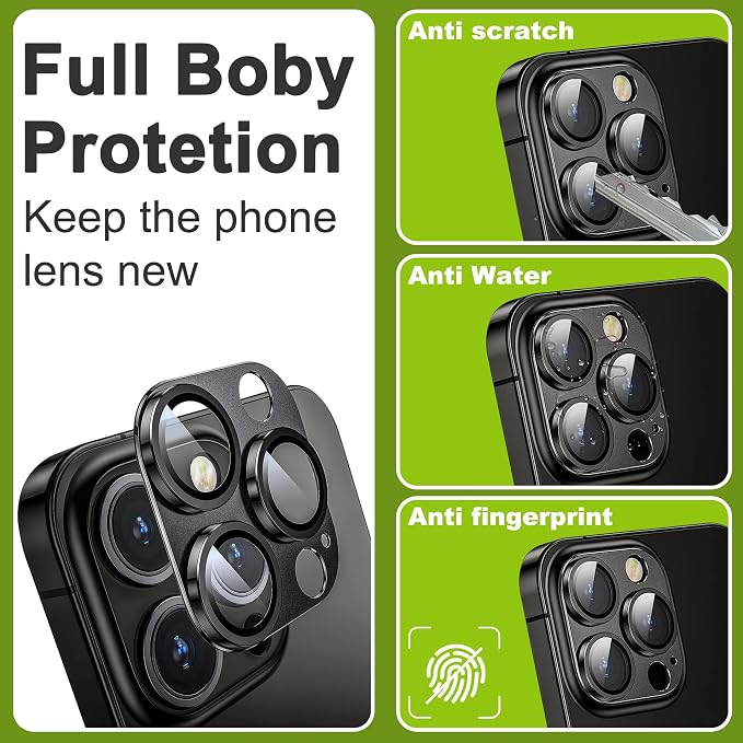 2-Pack Shatterproof Camera Lens Protector for iPhone 15 Pro/15 Pro Max |AR Tempered Glass Strong Adsorption Metal Camera Cover Screen(Inky blue)