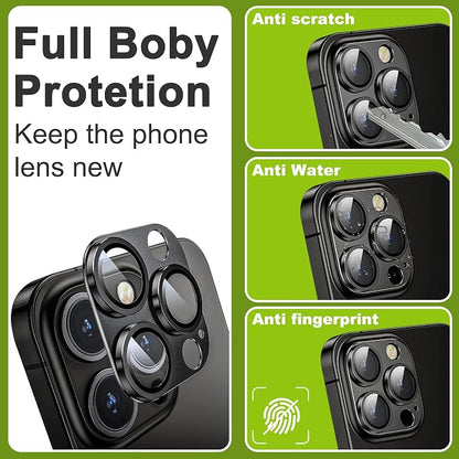 2-Pack Shatterproof Camera Lens Protector for iPhone 15 Pro/15 Pro Max |AR Tempered Glass Strong Adsorption Metal Camera Cover Screen(Inky blue)