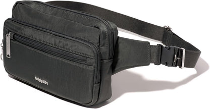 Baggallini Securtex Anti-theft Belt Bag 8.8"x5.5" Crossbody Fanny Pack for Women RFID Wallet Locking Zipper Travel Purse