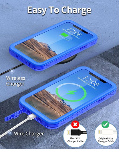SPORTLINK for iPhone 11 Waterproof Case - Built-in Shockproof Dustproof Screen Protector - IP68 Underwater Military Dropproof Full Body Protection Cover for iPhone 11 6.1 inch (Blue)
