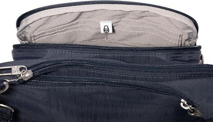 Baggallini Securtex Anti-theft Crossover Crossbody Bag 11”w X 8.5”h, Rfid, Built-in Wallet, Locking Zippers
