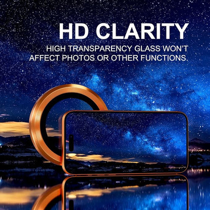 Choiche Compatible for iPhone 17 Pro/iPhone 17 Pro Max Camera Lens Protector, 9H Tempered Glass Camera Cover Screen Protector Metal Ring Decoration Accessories (Orange)
