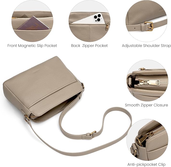 befen Anti-theft Crossbody Bag for Women Genuine Leather, Small Cross Body Shoulder Handbags with RFID Card Slots