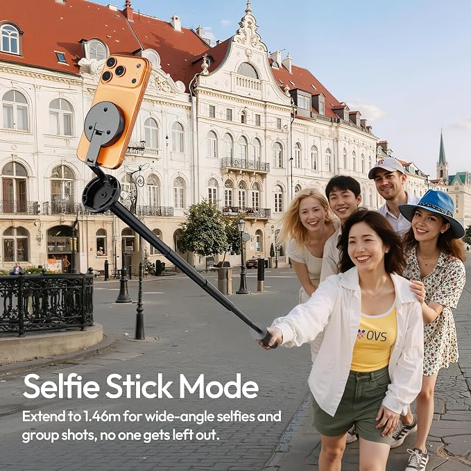 ULANZI Magnetic Phone Tripod, MT85 Auto Open Tripod with Enhanced 4-Leg, 60'' Selfie Stick Extendable Phone Stand, for Content Creation/Vlog, Compatible with iPhone 17/16/15/14/13/12 (Black)