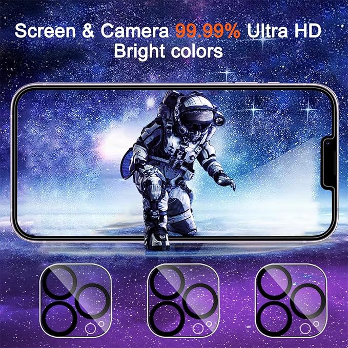 IMBZBK 3 Pack Screen Protector for iPhone 13 Pro Max with 3 Camera Lens Protector Tempered Glass Accessories Protector de Pantalla