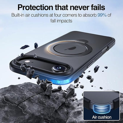 Anqrp 360° All-in-ONE Stand Case for iPhone 17 Air Case with Rotatable Magnetic Kickstand Ring Holder, Compatible with Mag-Safe, MIL-Grade Shockproof iPhone 17 Air Phone Case Cover 6.5", Black