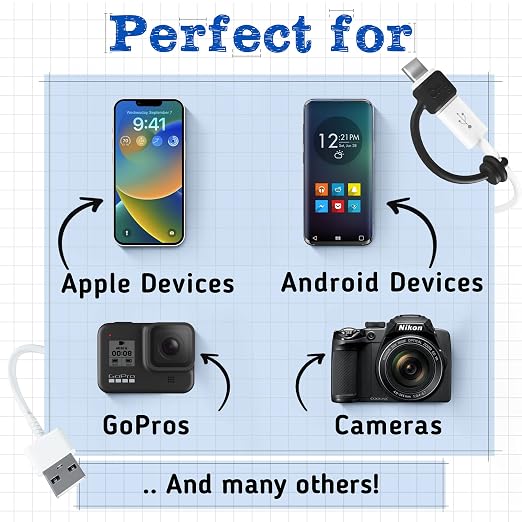 Cozy Charging Cable Keeper Adapter Tether Holder Compatible with Apple Pencil USB-C Micro USB, Keychain, Car, Travel, Black, 5-Pack