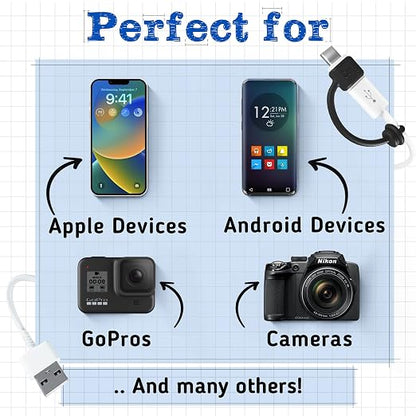 Cozy Charging Cable Keeper Adapter Tether Holder Compatible with Apple Pencil USB-C Micro USB, Keychain, Car, Travel, Black, 5-Pack