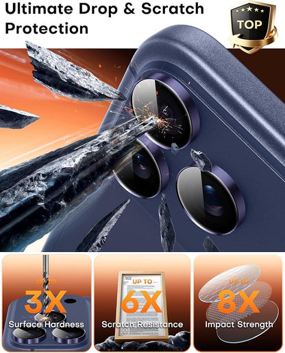 TOCOL Camera Lens Protector for iPhone 17 Pro Max/iPhone 17 Pro Tempered Glass HD Individual Scratch Resistant Camera Cover Accessories Case Friendly 2 Pack（Purple）