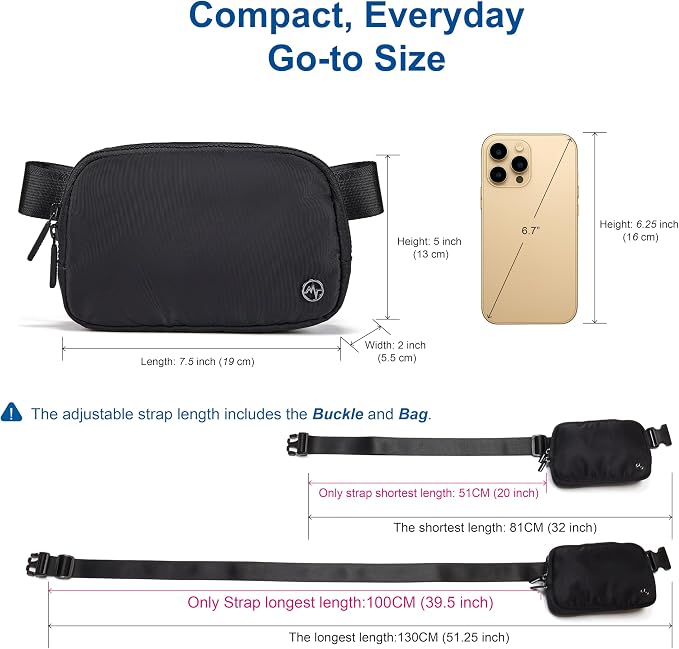 Pander Two Way Zipper Fanny Pack Nylon Everywhere Belt Bag for Women, Water Repellent Waist Packs, Crossbody Bags with Adjustable Strap (Windmill Blue).
