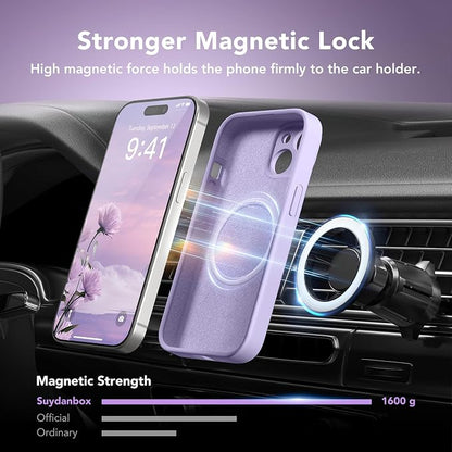 Magnetic for iPhone 15 Plus Case, Compatible with MagSafe, [Full Camera Protection][Screen Protector] Silicone Shockproof Protective Phone Case for iPhone 15 Plus 6.7", Clove Purple