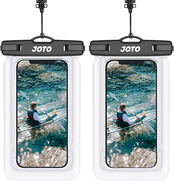 JOTO 2 Pack Floating Waterproof Phone Pouch Up to 7", IPX8 Floatable Underwater Phone Case Cellphone Dry Bag for iPhone 17/Air 16 15 14 13 12 11 Pro Max Xs Max XR X 8 7 Plus SE/Galaxy S24 S23 -Clear