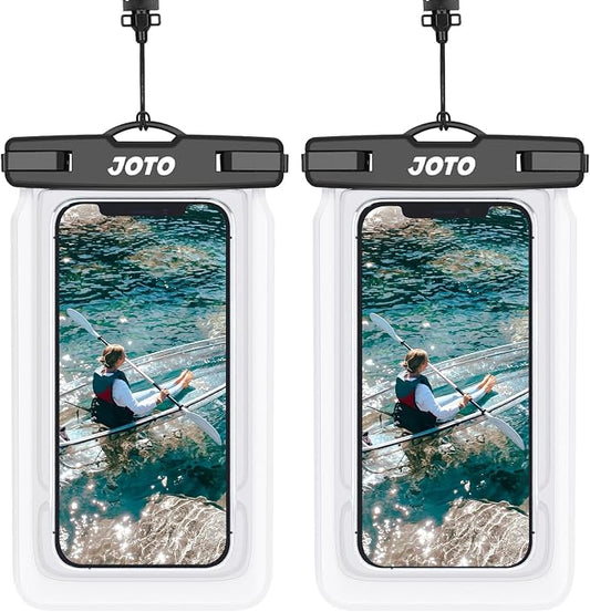 JOTO 2 Pack Floating Waterproof Phone Pouch Up to 7", IPX8 Floatable Underwater Phone Case Cellphone Dry Bag for iPhone 17/Air 16 15 14 13 12 11 Pro Max Xs Max XR X 8 7 Plus SE/Galaxy S24 S23 -Clear