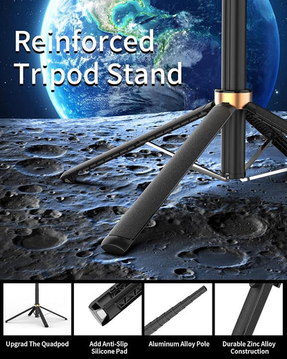 Selfie Stick Quadpod, 71" Phone Stand,Cell Phone Tripod with Wireless Remote, iPhone Quadpod Stand,Selfie Stick Tripod for iPhone Compatible with All Cell Phones,Camera