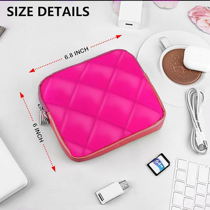 Puffy Quilted Travel Cable Electronic Organizer for Accessories Laptop MacBook Power Adapter, Wireless Mouse, for iPhone Charger, Cellphone, Power Bank