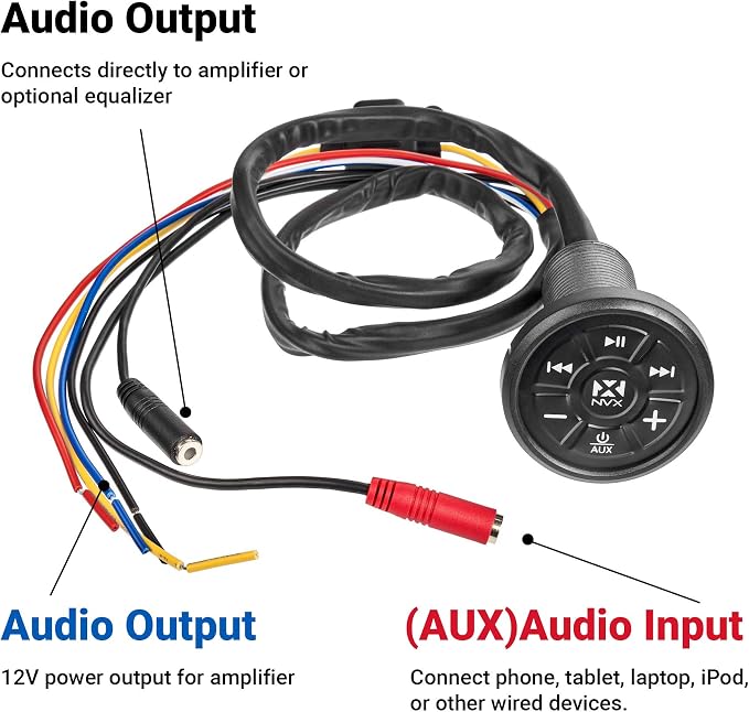 NVX XUBT4 Universal Marine Grade Bluetooth 4.0 Audio Receiver & Controller for Boats/Cars/ATV