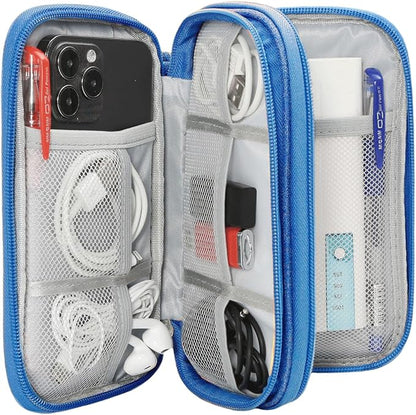CAAORDKSO Cord Organizer Travel Cable Organizer Bag Tech Electronic Organizer Travel Case, Electronic Accessories Pouch Bag for Cable, USB, Cord, Charger, Phone, Power Bank, Earphone (Blue, Medium)