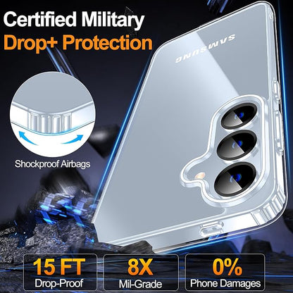 MOZOTER Designed for Samsung Galaxy S25 Case Clear, [Not Yellowing] [15FT Military Grade Drop Protection] Scratch-Resistant Transparent Shockproof Slim Phone Case 6.2 Inch-Clear