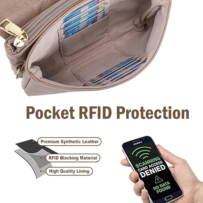 MINICAT RFID Blocking Small Crossbody Bags for Women Vegan Leather Mini Travel Purses Cell Phone Purse Cross Body Bag