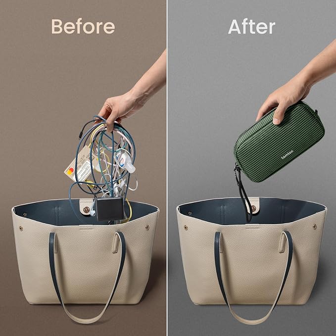 tomtoc Electronics Organizer Travel Case Performance, Cable Tech Pouch | Water Resistant Accessories Bag Carry Storage for Cord, Phone, Cables, Airpods, USB Flash Drive, Daily Items