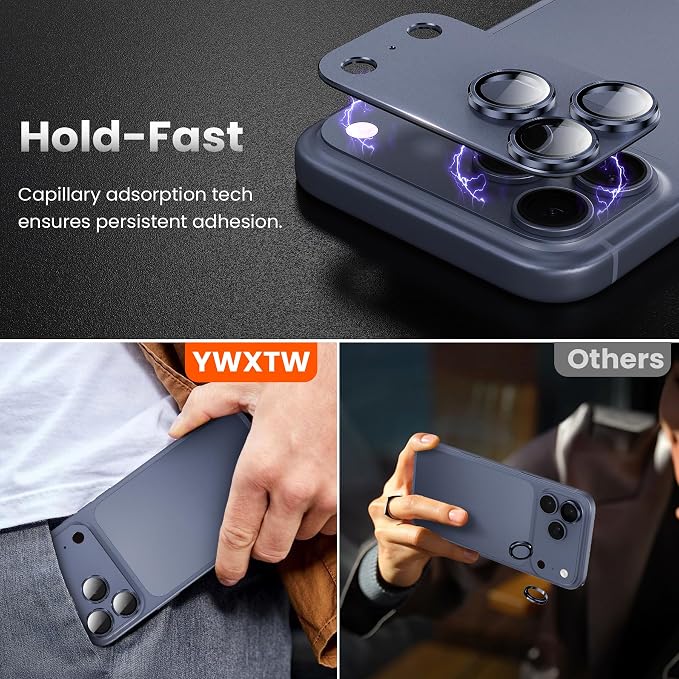 YWXTW Designed for iPhone 17 Pro Camera Lens Protector, [1:1 Perfect Fit] Full Coverage Matte Metal Tempered Glass Camera Screen Cover Accessories, Case Friendly (Deep Blue, iPhone 17 Pro)