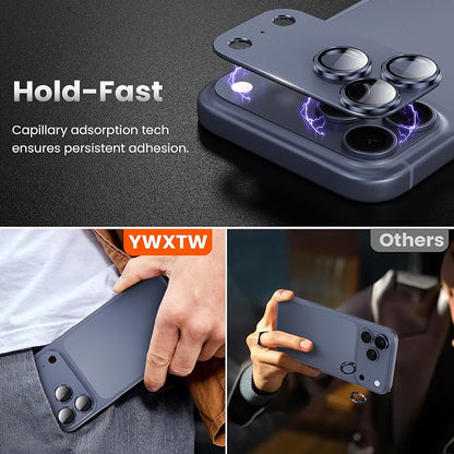 YWXTW Designed for iPhone 17 Pro Camera Lens Protector, [1:1 Perfect Fit] Full Coverage Matte Metal Tempered Glass Camera Screen Cover Accessories, Case Friendly (Deep Blue, iPhone 17 Pro)