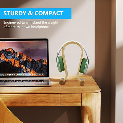 SAMDI Leather Headphone Stand Headset Stand Headphone Holder Universal Gaming Headset Holder - Birch