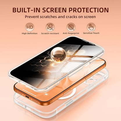 BERFY for iPhone 17 Pro Max Case, Compatible with MagSafe, Built-in Privacy Screen Protector, Camera Protection, Shockproof Full Body Phone Case 6.9", Clear