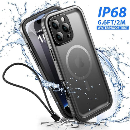 SPORTLINK for iPhone 16 Pro Waterproof Case - Shockproof Dustproof Case with Built-in Clear Screen Protector, Full Body Heavy Duty Sealed Protective Cover for i Phone 16 Pro 6.3" Mag/Black
