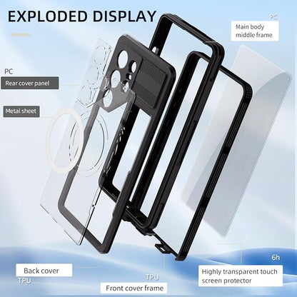 Compatible with Samsung Galaxy S25 Ultra Case Waterproof Protective,Built-in Lens & Screen Protector, Military Grade Shockproof, Full Body Rugged Case for Galaxy S25 Ultra 6.9 inches (Black)