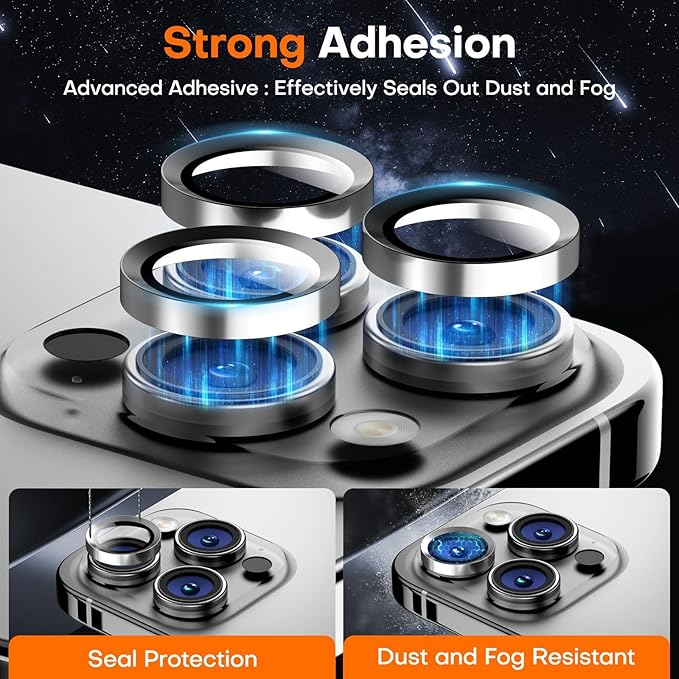 Camera Lens Protector for iPhone 17 Pro Max/17 Pro/16 Pro Max/16 Pro/15 Pro Max/15 Pro/14 Pro Max/14 Pro, Tempered Glass Metal Individual Camera Cover[Anti-drop] Case Friendly-White Titanium