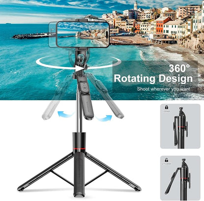 67" Selfie Stick Tripod for iPhone with Remote Control, Phone Holder and 1/4” Screw, Extendable Travel Essentials Tripod for Cell Phone, Camera, Phone Stand for Video Recording